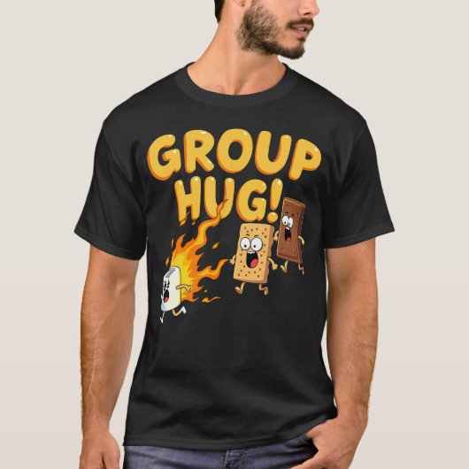 Gruppenumarmung Smores Camping Rösten T-Shirt (Vorderseite)