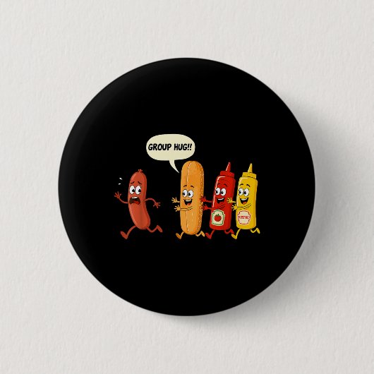 Gruppenumarmung Wurst Brötchen Chup Senf Lustiger Button (Vorderseite)