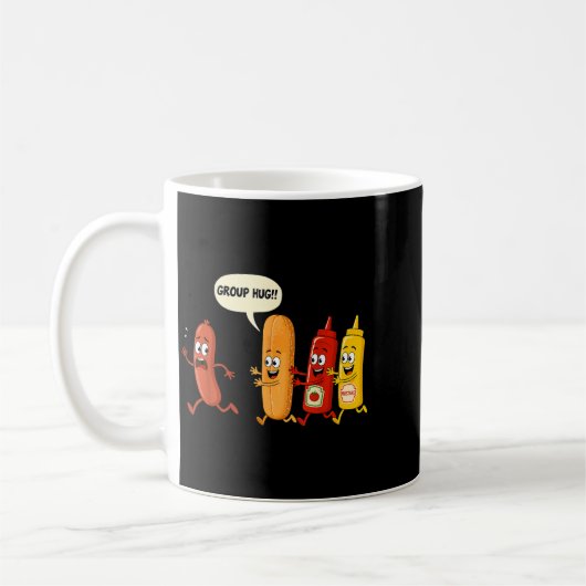 Gruppenumarmung Wurst Brötchen Chup Senf Lustiger  Kaffeetasse (Links)