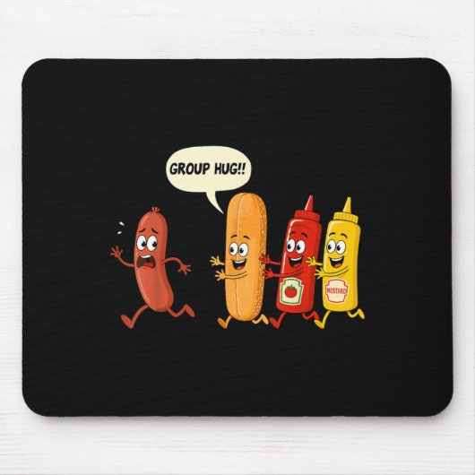 Gruppenumarmung Wurst Brötchen Chup Senf Lustiger  Mousepad (Vorne)