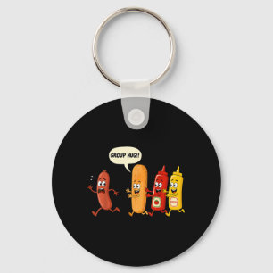 Gruppenumarmung Wurst Brötchen Chup Senf Lustiger Schlüsselanhänger