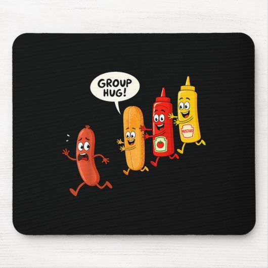 Gruppenumarmung Wurstbrötchen Ketchup Senf lustige Mousepad (Vorne)