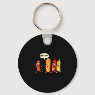 Gruppenumarmung Wurstbrötchen Ketchup Senf lustige Schlüsselanhänger