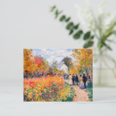 Gruppenwanderung im Herbstgarten mit Blume Feiertagspostkarte (Stehend Vorderseite)