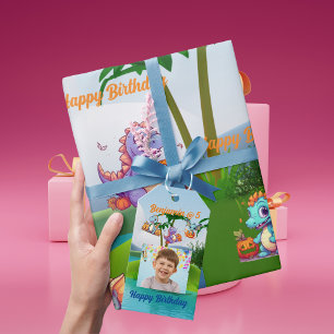 Grusel-Baby Dino-Geschenkanhänger für Kinder-Gebur Geschenkanhänger