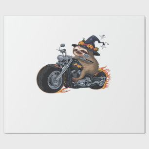 Grusel-Faultier-Motorradfahrt-Halloween-Biker-Spaß Geschenkpapier