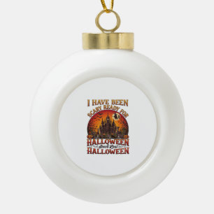 Grusel Fertig Halloween Verzaubertes Schloss Hexe  Keramik Kugel-Ornament