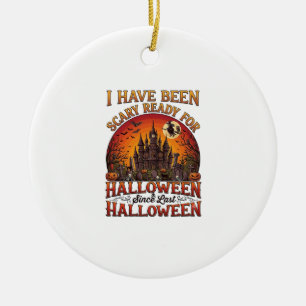 Grusel Fertig Halloween Verzaubertes Schloss Hexe Keramik Ornament