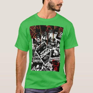 Grusel-Film-Collage Schwarz Weiß Blutig g T-Shirt