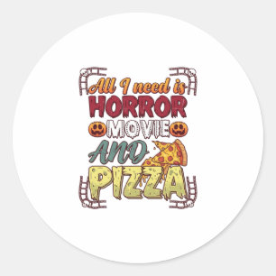 Grusel-Film-Pizza-Halloween-Kürbis-Totenkopf-Schei Runder Aufkleber