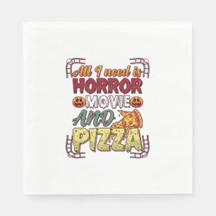 Grusel-Film-Pizza-Halloween-Kürbis-Totenkopf-Schei Serviette