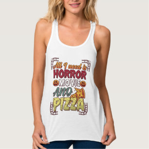 Grusel-Film-Pizza-Halloween-Kürbis-Totenkopf-Schei Tank Top