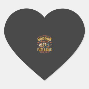 Grusel-Filme Pizza Bier Halloween Design_1 Herz-Aufkleber
