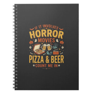 Grusel-Filme Pizza Bier Halloween Design_1 Notizblock
