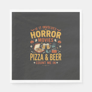 Grusel-Filme Pizza Bier Halloween Design_1 Serviette
