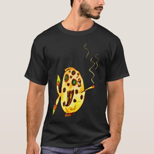 Grusel-Fisch mit Zigarette – im Comic-Stil T-Shirt (Vorderseite)