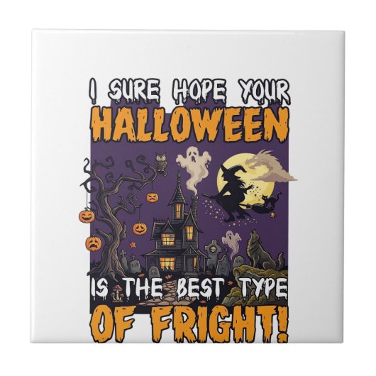 Grusel-Halloween-Haus-Hexe-Geist_1 Fliese (Vorderseite)