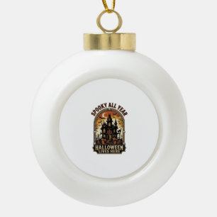 Grusel-Halloween-Haus Vintage Gruselig Ganzjährig_ Keramik Kugel-Ornament