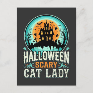 Grusel-Halloween-Katzen-Lady-Spookhaus-Design_1 Postkarte