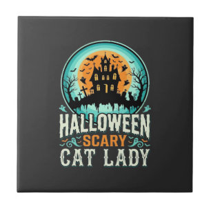 Grusel-Halloween-Katzenlady-Haus-Design_1 Fliese