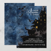 Grusel-Halloween-Party-Einladung – Blau Save The Date (Vorne/Hinten)