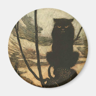 Grusel Halloween schwarze Katze Vintage Rackham Magnet