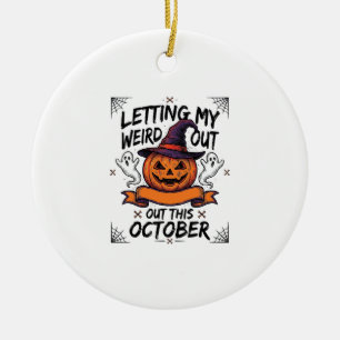 Grusel-Halloween-Shirt mit Kürbis-Geistern_1 Keramik Ornament