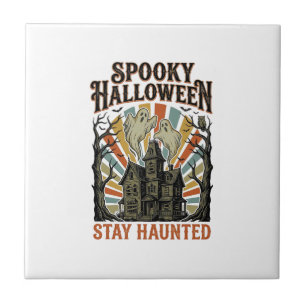 Grusel-Halloween-Shirt mit Vintage-Geist P Fliese