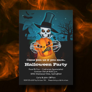 Grusel-Halloween-Skelett Einladung