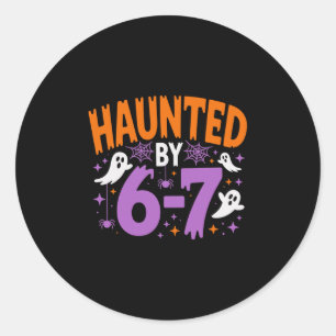 Grusel Halloween Skelett Heimgesucht Sechs Sieben Runder Aufkleber