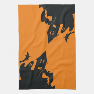 Grusel-Halloween-Spookhaus-Hexe-Geist-Fledermaus Geschirrtuch