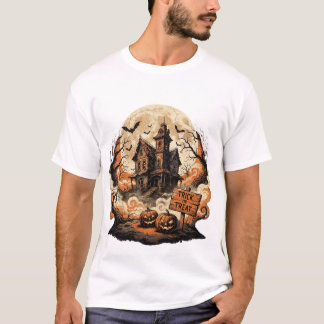 🏚️ Grusel-Halloween-T-Shirt mit Spukhaus – Grusel T-Shirt