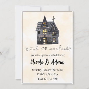 Grusel-Haus-Aquarell-Halloween-Geschlechter-Enthül Einladung