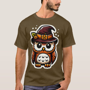 Grusel-Haus der Eule Halloween Vintage-Toon-Design T-Shirt