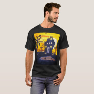Grusel-Haus Halloween-Aquarell Gruselig Spukhaft  T-Shirt