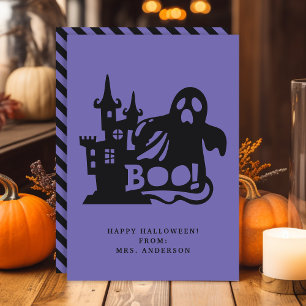 Grusel-Haus-Halloween-Klassenzimmer-Karte mit Geis Einladung