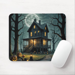 Grusel-Haus Halloween mit Kürbislaternen Mousepad