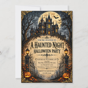 Grusel-Haus-Halloween-Party-Gotische Geister Einladung