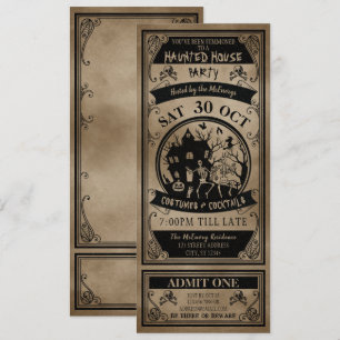Grusel-Haus-Halloween-Party-Ticket im Vintage-Stil Einladung
