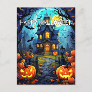 Grusel-Haus Halloween Postkarte