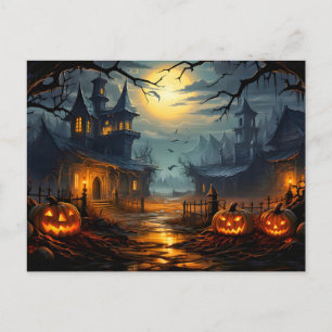 Grusel-Haus Halloween Postkarte