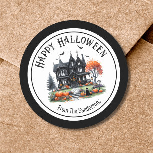 Grusel-Haus Halloween Runder Aufkleber
