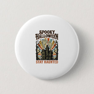 Grusel-Haus Halloween-Shirt mit Vintage-Geist P Button