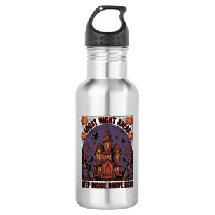 Grusel-Haus Halloween Vintage Gravur Design_1 Edelstahlflasche