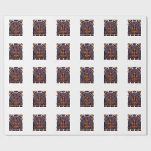 Grusel-Haus Halloween Vintage Gravur Design_1 Geschenkpapier