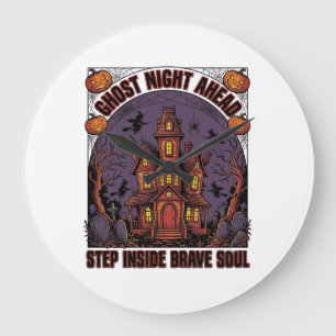 Grusel-Haus Halloween Vintage Gravur Design_1 Große Wanduhr