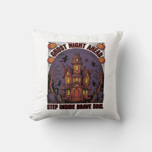 Grusel-Haus Halloween Vintage Gravur Design_1 Kissen