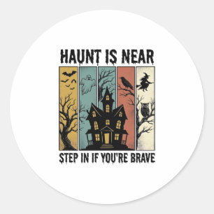 Grusel-Haus Halloween Vintage-Stich Gruselige D Runder Aufkleber