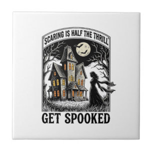 Grusel-Haus Halloween Vintage-Stich Horror S Fliese