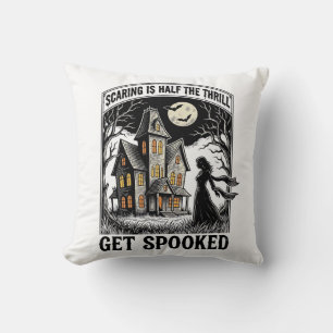 Grusel-Haus Halloween Vintage-Stich Horror S Kissen
